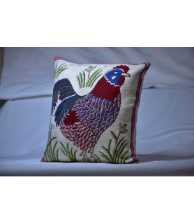 Hand-Embroidered Wool Cushion Cover